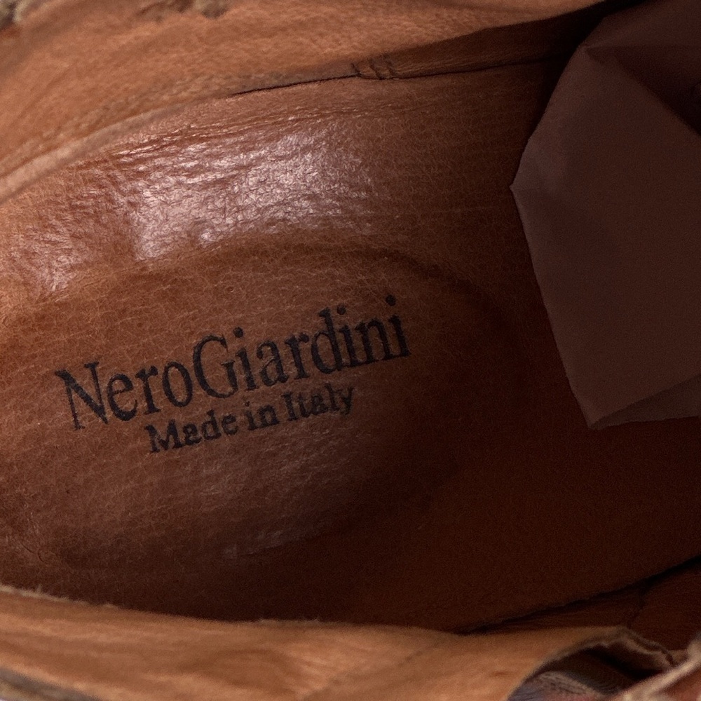 NeroGiardini Womens Leather Ankle Boots Made In Italy Block Heel Brown EU 37 - Picture 10 of 12